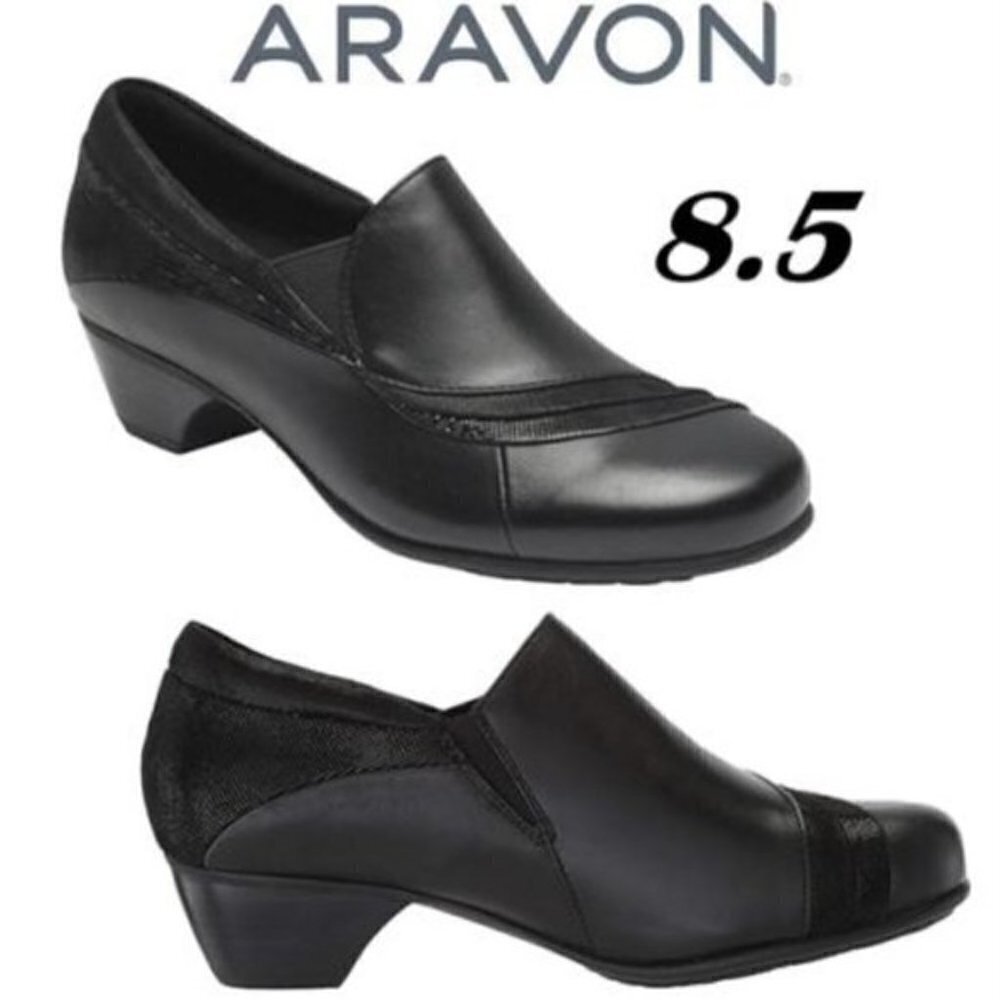 Aravon, Ladies Provence Asym Slip-On Shoes - Black. Size: 8.5 (US). NIB